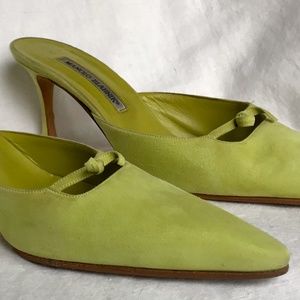 Manolo Blahnik Fresh Green Suede Mule Kittens